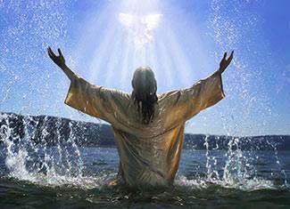 as Jesus was being baptised by John the Baptist, "the heaven was opened"