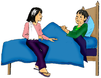 "I was trying to make you glad," said Amy to Ken, sitting down on his bed